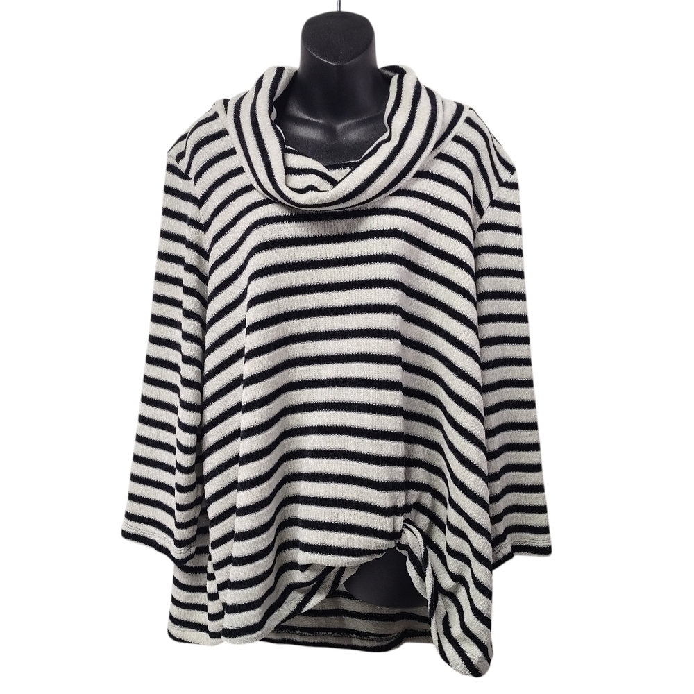 Ruby Rd. Women's Black White Cowl Neck Comfy Soft Sweater Plus Size 3X